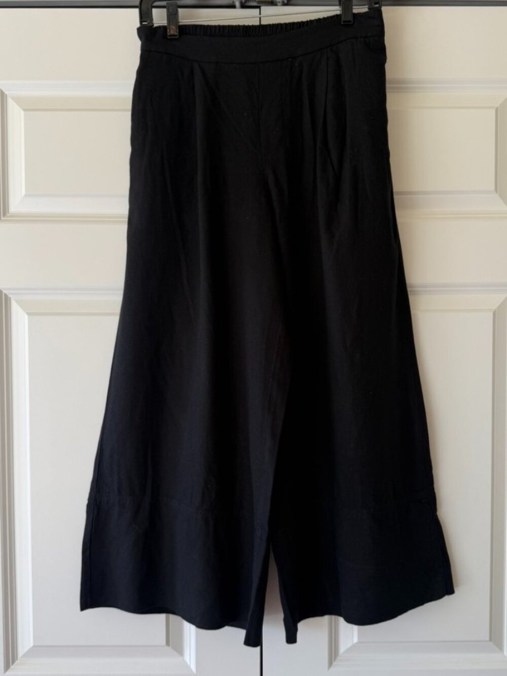 Banana Republic Factory Linen Wide-Leg Crop Pants in Black — Size XS
